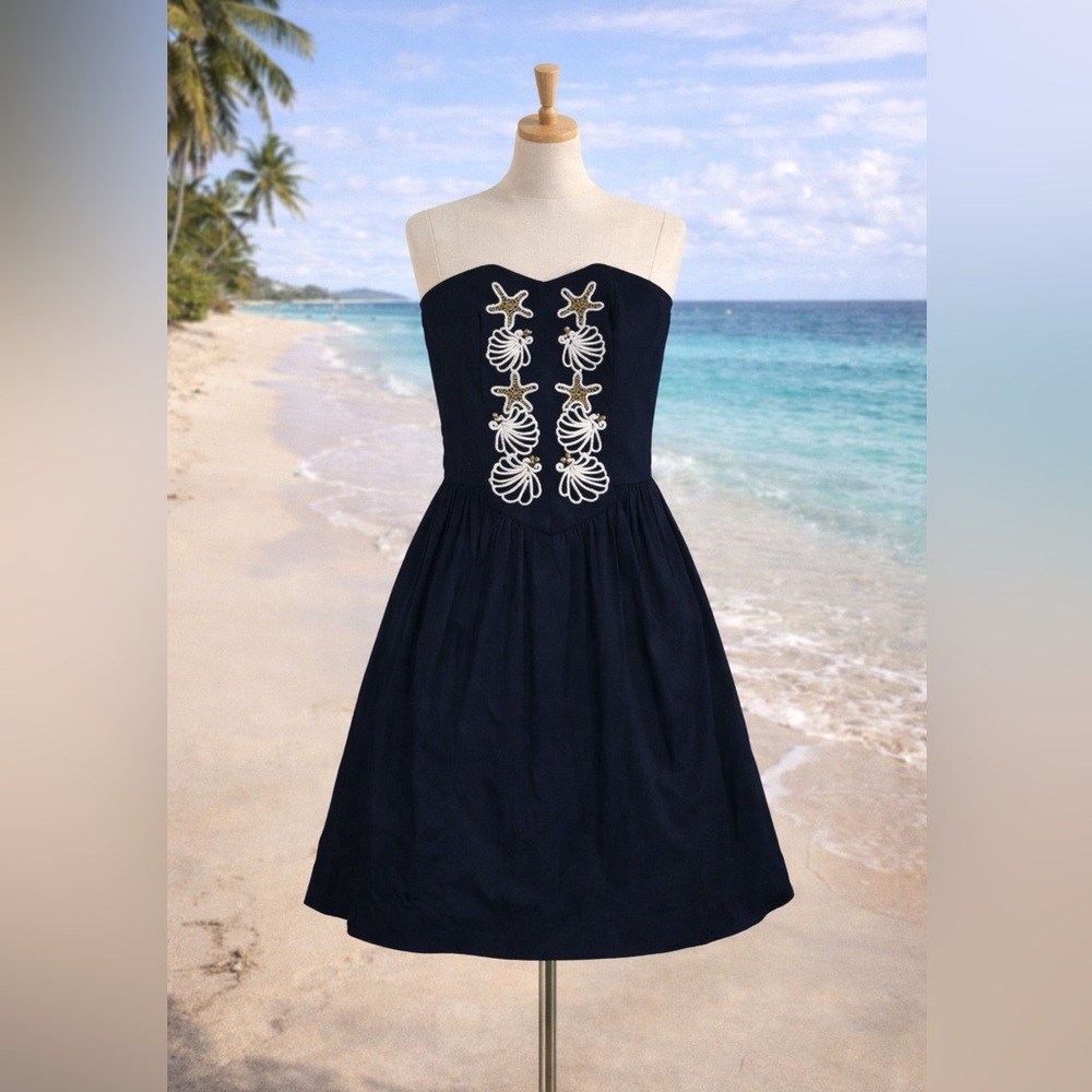 Lilly Pulitzer Navy Dress with White Embroidery